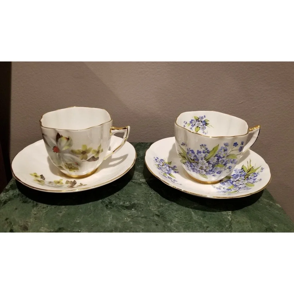 Vintage Windsor Bone China Tea Cup & Saucer Floral Set of 2 England
